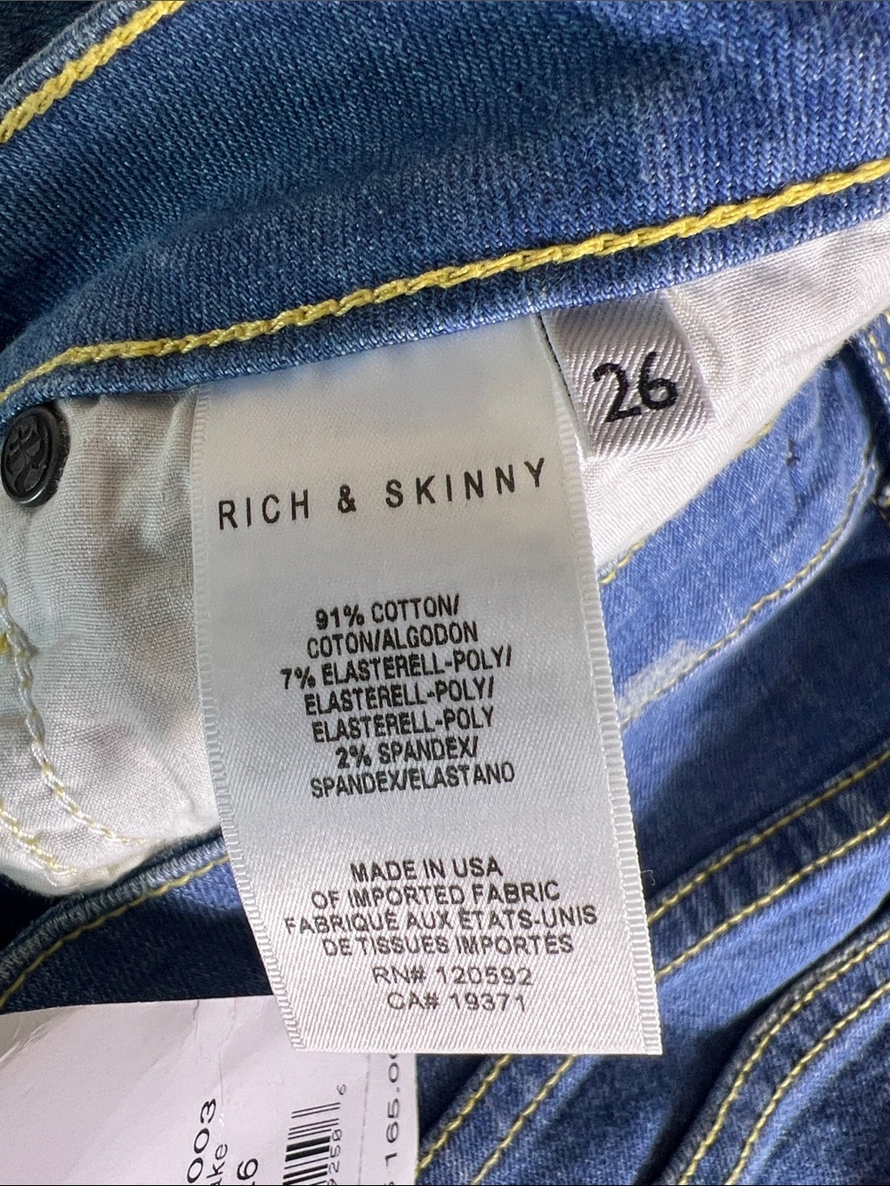 Rich & Skinny Medium Blue Skinny Jeans with Subtle Distressing size 26 - Picture 4 of 10